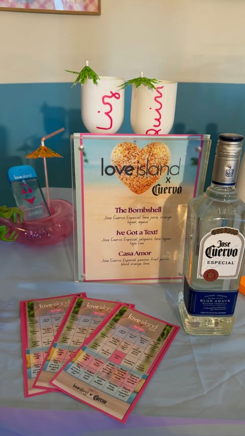 Instagram post by @andreabea.c for Jose Cuervo USA. Caption reads: Hosted the ultime Love Island USA watch party w....