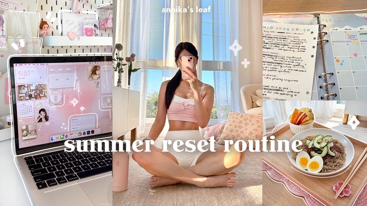 YouTube post by @annikasleaf for Foreo. Caption reads: summer reset at home🥑𓇼｡𖦹˚｡ back to routine....
