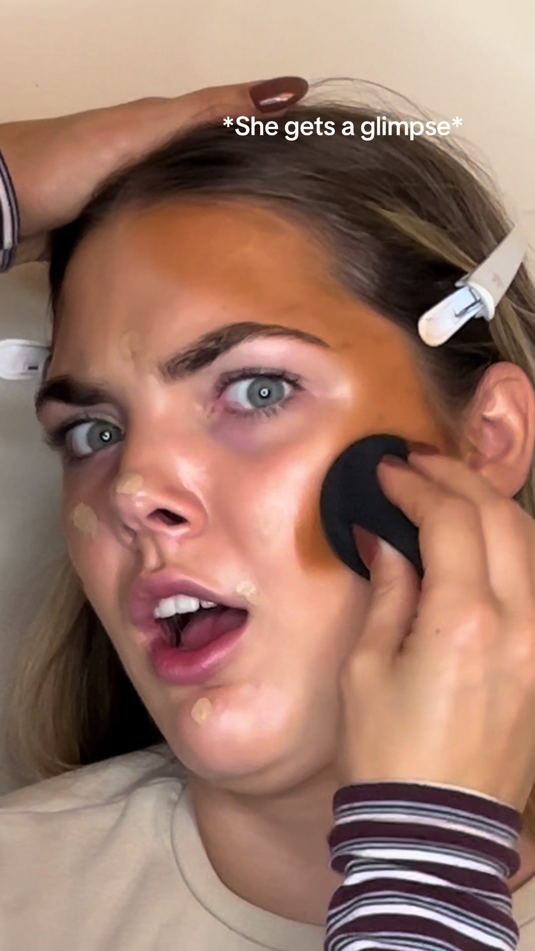 TikTok post by @chloemoran___ for HNB Cosmetics. Caption reads: Oompa Loompa to SNATCHED #hnbcosmetics @HNB....