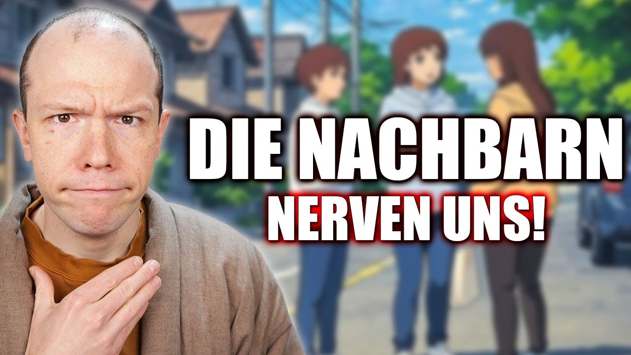 YouTube post by @NihonGoo for Udemy. Caption reads: Our neighbors are annoying... - Problems of living....