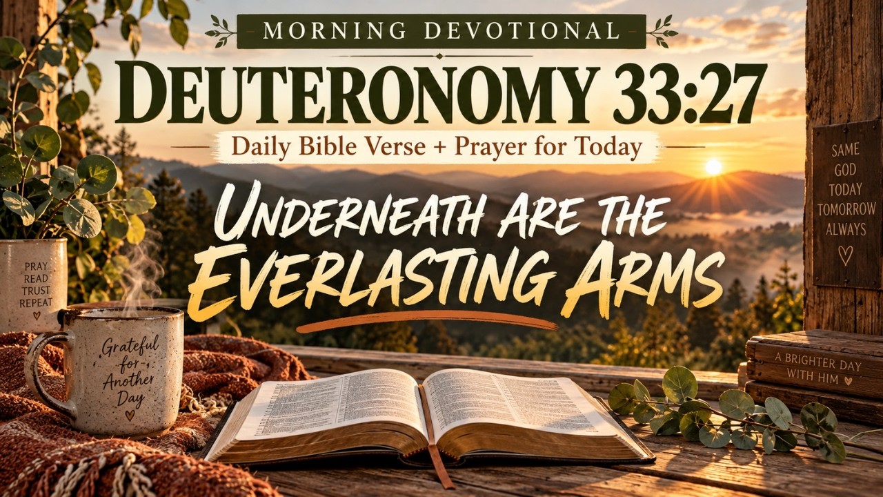 YouTube post by @inspiredtopics for vidIQ. Caption reads: Daily Bible Verse + Prayer for Today | Deuteronomy.