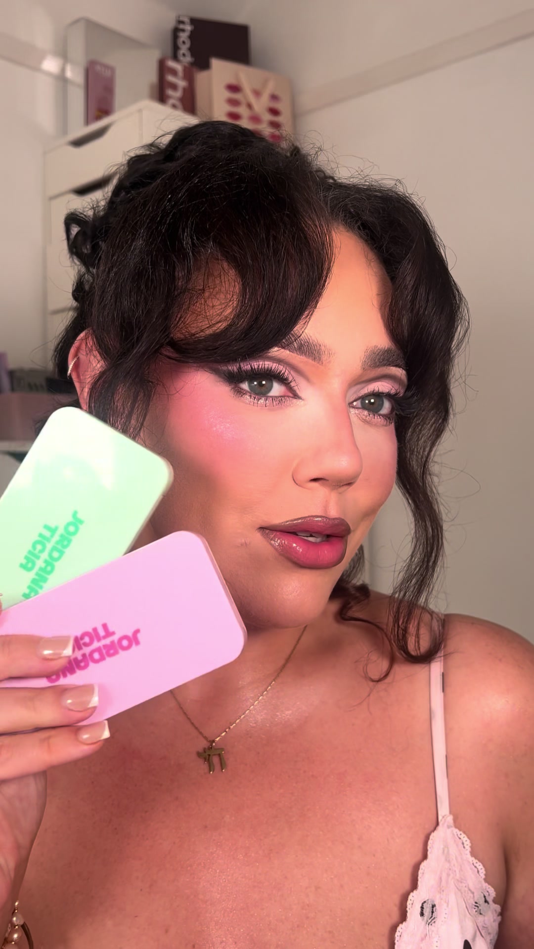 TikTok post by @echo_michaela for Jordana Ticia Cosmetics. Caption reads: @Jordana Ticia Cosmetics are back in the eyeshadow....