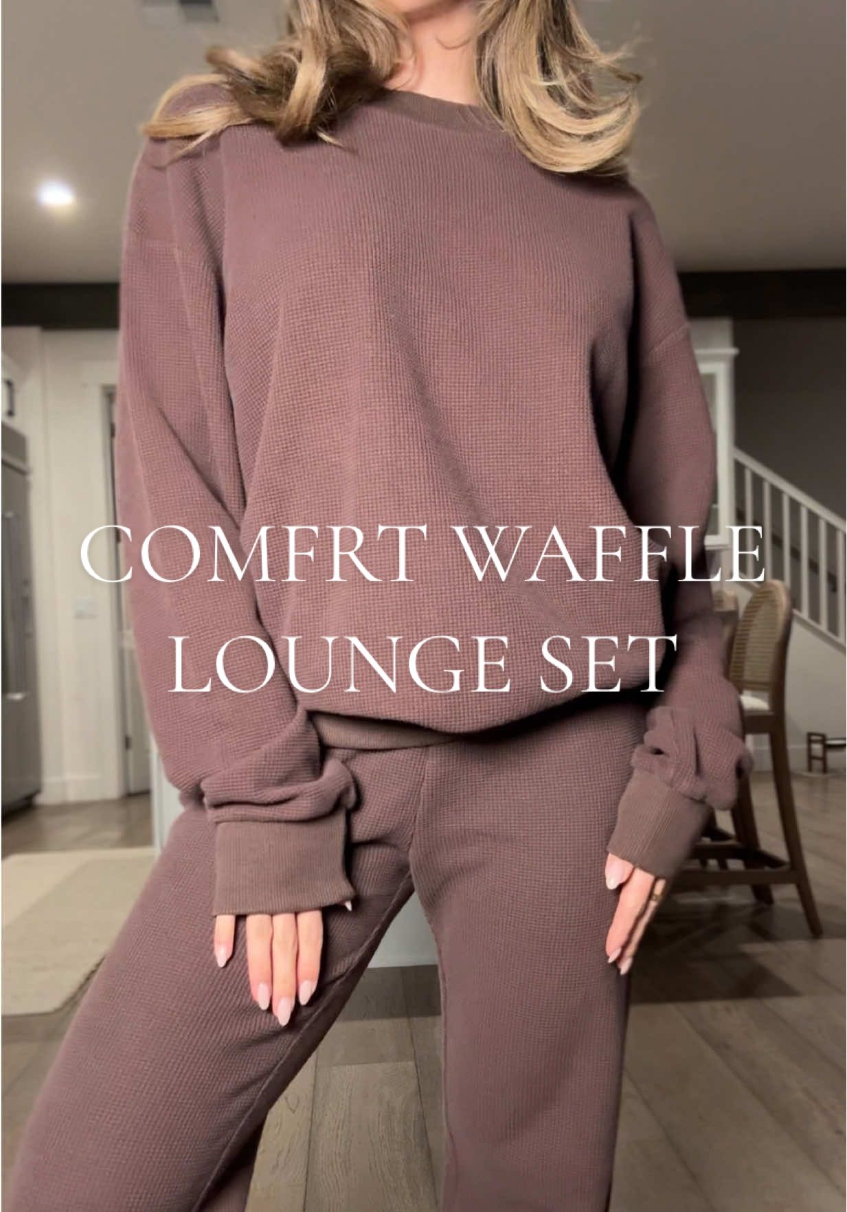 TikTok post by @briannametzger1 for Comfrt. Caption reads: Comfrt’s loungewear 10/10. Wearing a size S in....