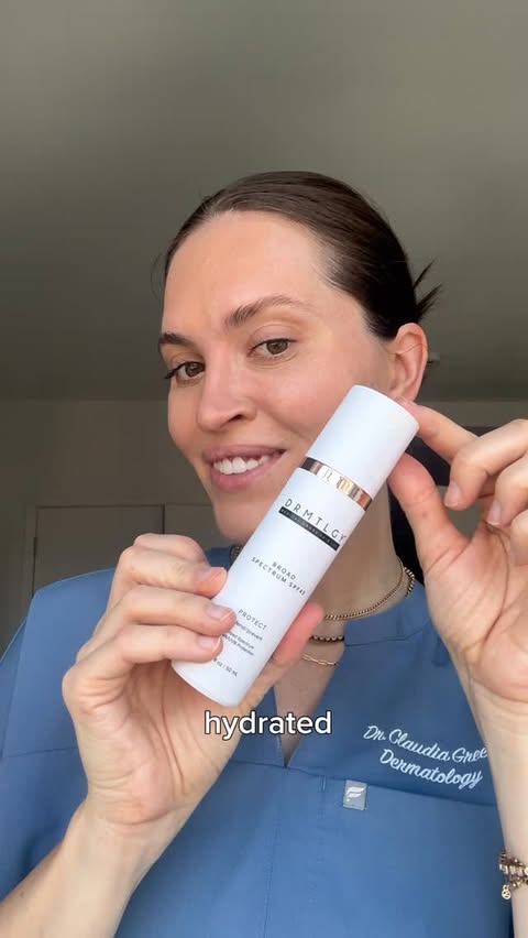 Instagram post by @claudiaegreen for DRMTLGY. Caption reads: Love this spf 🧴 from @DRMTLGY it’s a sunscreen....