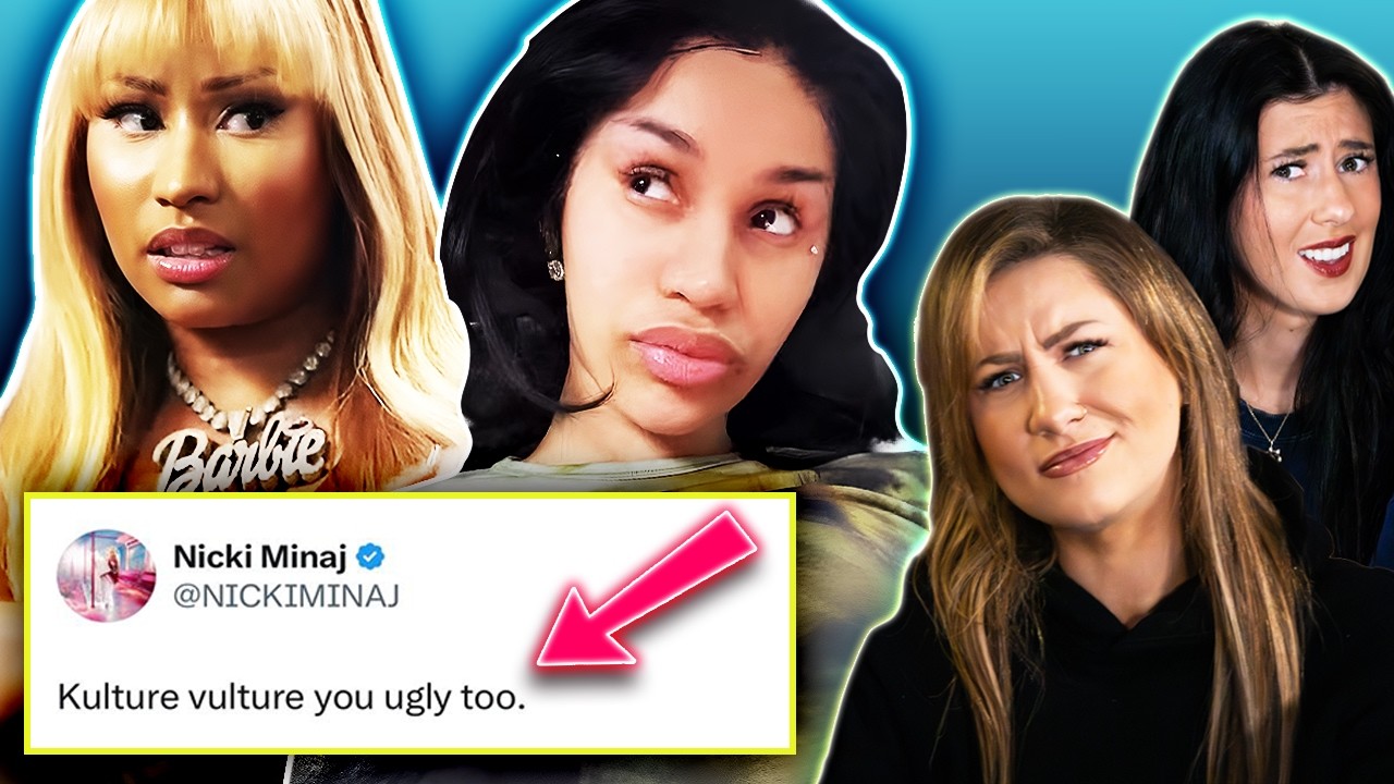 YouTube post by @TheSeshPodcast for Hungryroot. Caption reads: Breaking Down Nicki Minaj and Cardi B's Beef.