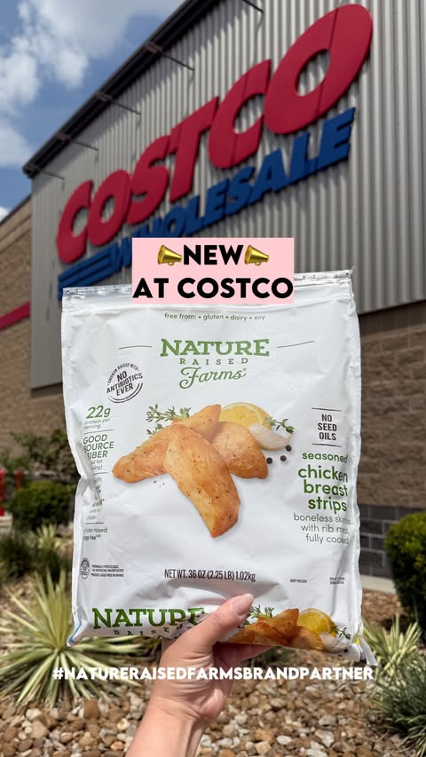 Instagram post by @costcoaisles for New Engen Creators. Caption reads: #NatureRaisedFarmsBrandPartner It’s time to stock....
