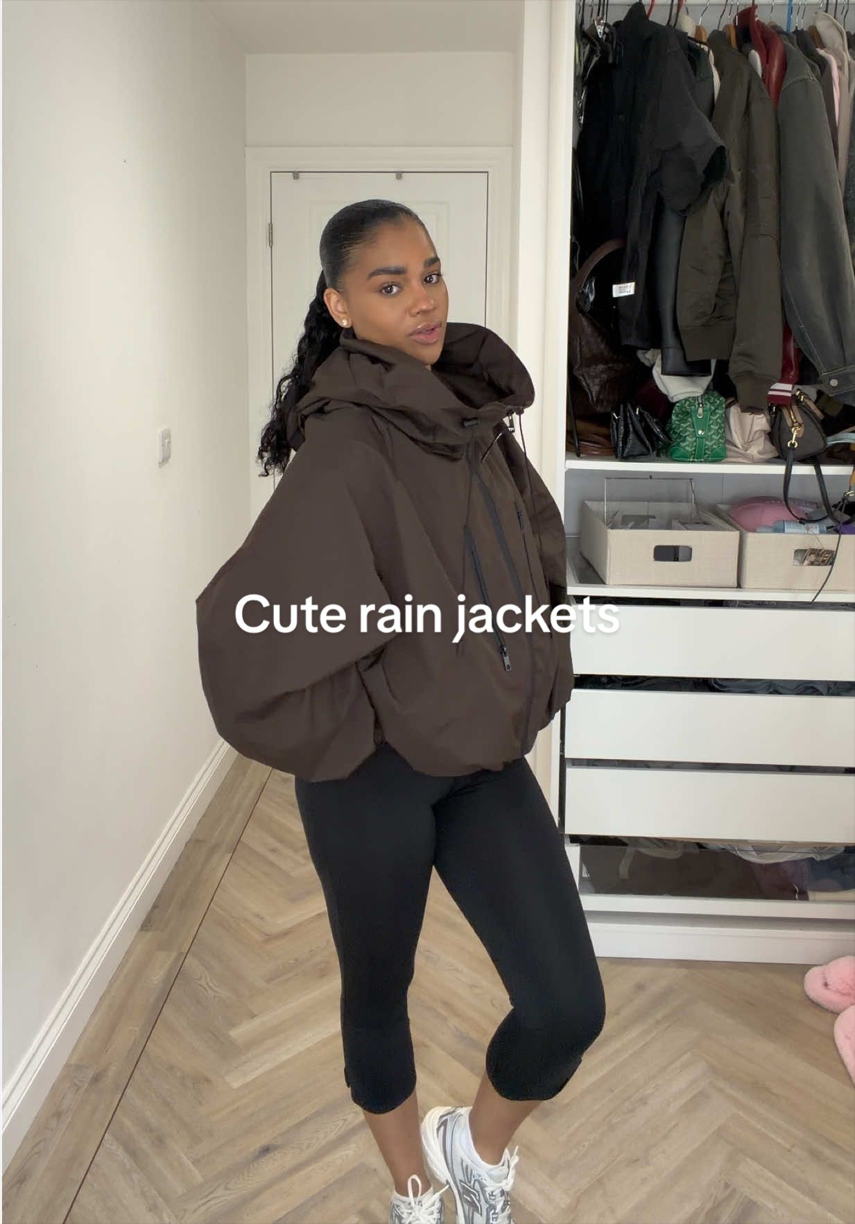 TikTok post by @ree.ksl for PUFFIT. Caption reads: Must have rain jacket ☁️🫧 @puffit.official....