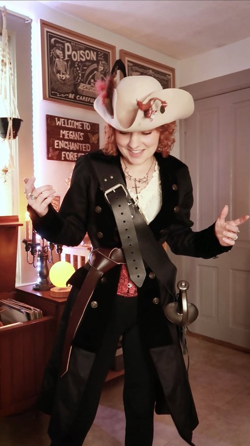 Instagram post by @meganciafre for True Corset. Caption reads: How I put together a pirate outfit!....