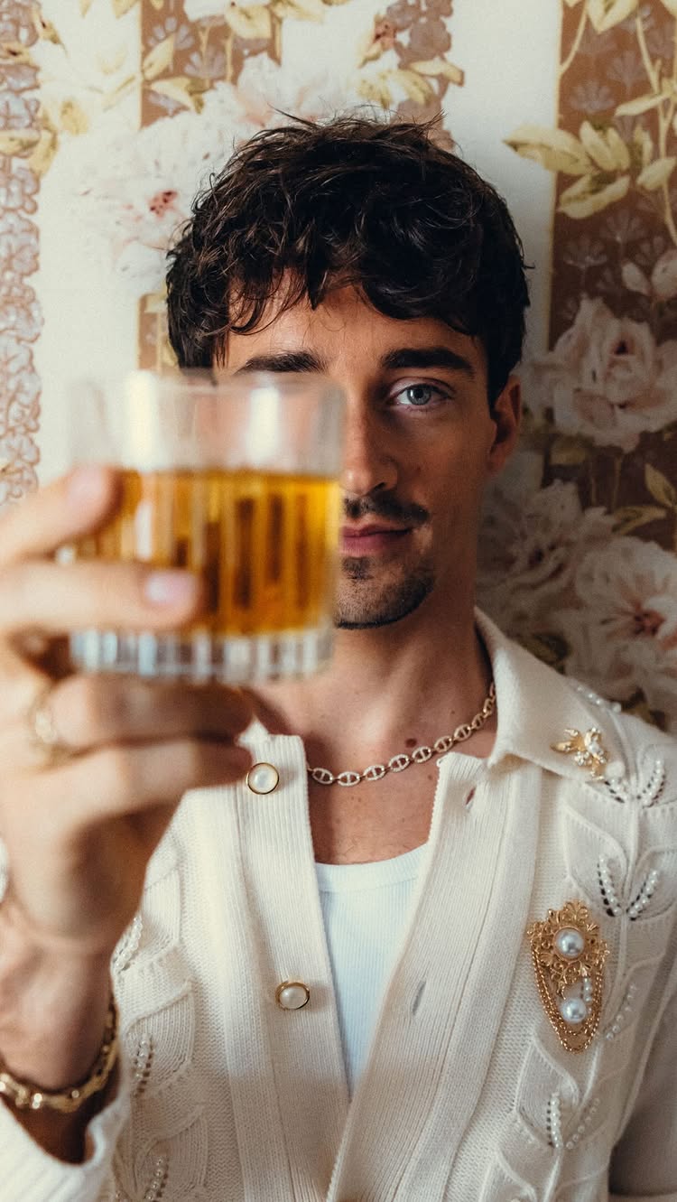 Instagram post by @charles_leclerc for Chivas Regal. Caption reads: [...] blend, created in collaboration with....