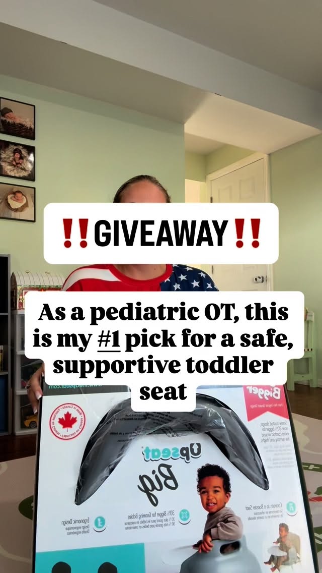 Instagram post by @purposeful.play.pediatrics for Upseat. Caption reads: [...] OT and mom, I’ve partnered with @theupseat....