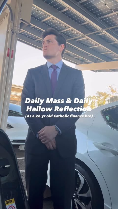 Instagram post by @catholicfinancebro for Hallow. Caption reads: [...] during Lent… #catholic #ditl #dailymass....