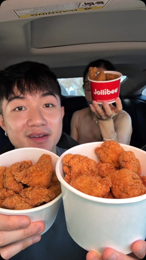 Instagram post by @dlameats for Jollibee US. Caption reads: Trying @jollibeeus NEW Chicken Nuggets 😋 Are you....