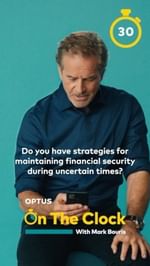 Instagram post by @mark_bouris for Optus. Caption reads: During the good times, nail your funding outcomes....