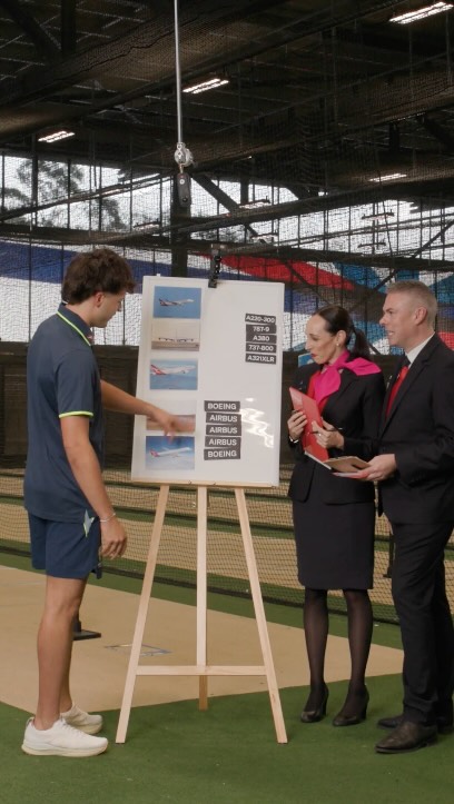 Instagram post by @samkonstas5 for Qantas. Caption reads: Welcome to the Qantas Cricket Challenge....