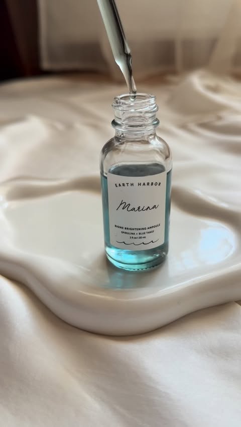 Instagram post by @alexandra_petram for Earth Harbor. Caption reads: [...] Marina Biome Brightening Ampoule from....