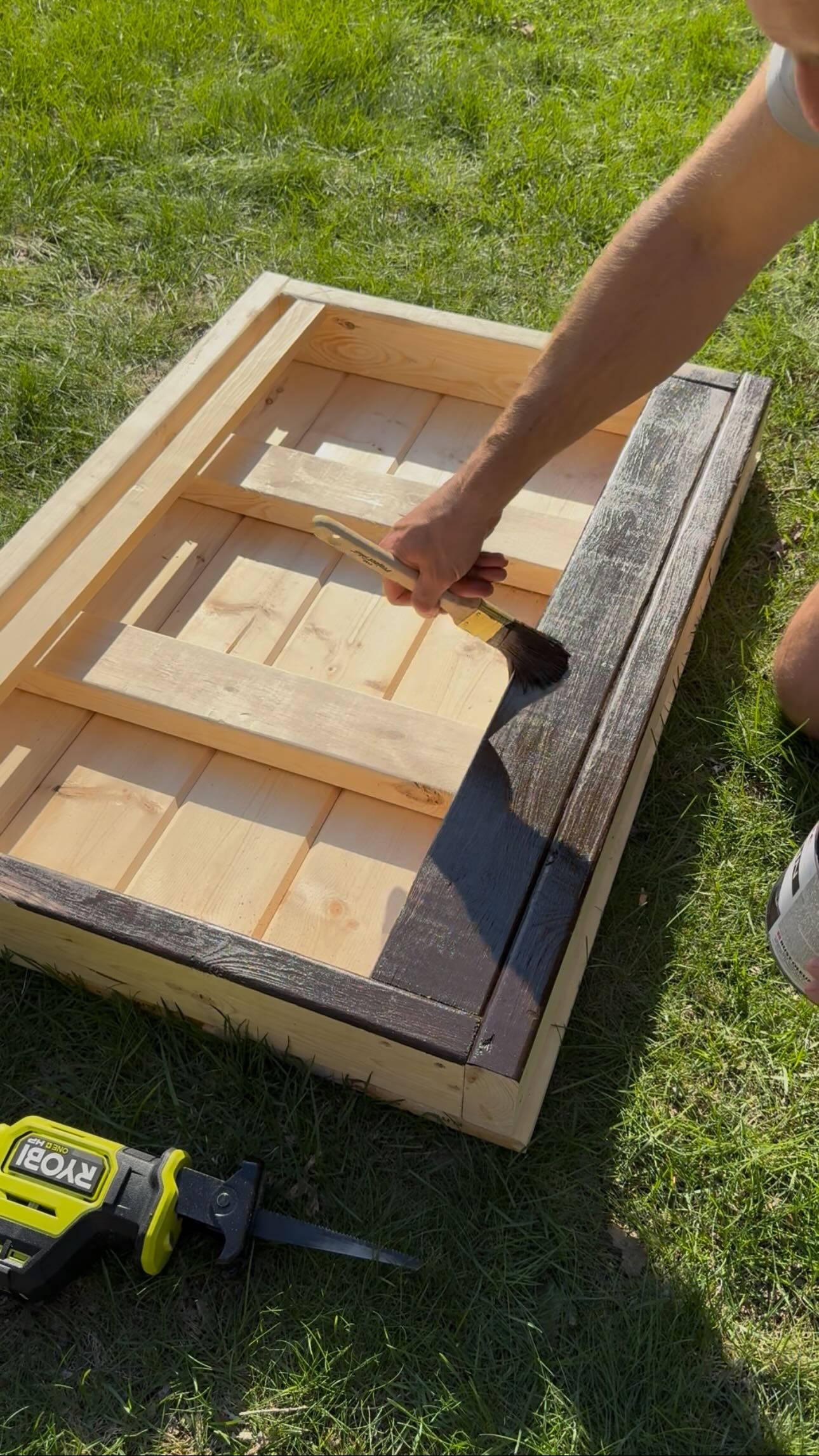 Instagram post by @thedrewsocial for RYOBI Tools. Caption reads: [...] able to get this build done thanks to....