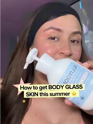 TikTok post by @stephanie.centeno_ for Bimbo Promotion. Caption reads: Glowy body skin, not greasy ✨ @ILLIYOON US Get....