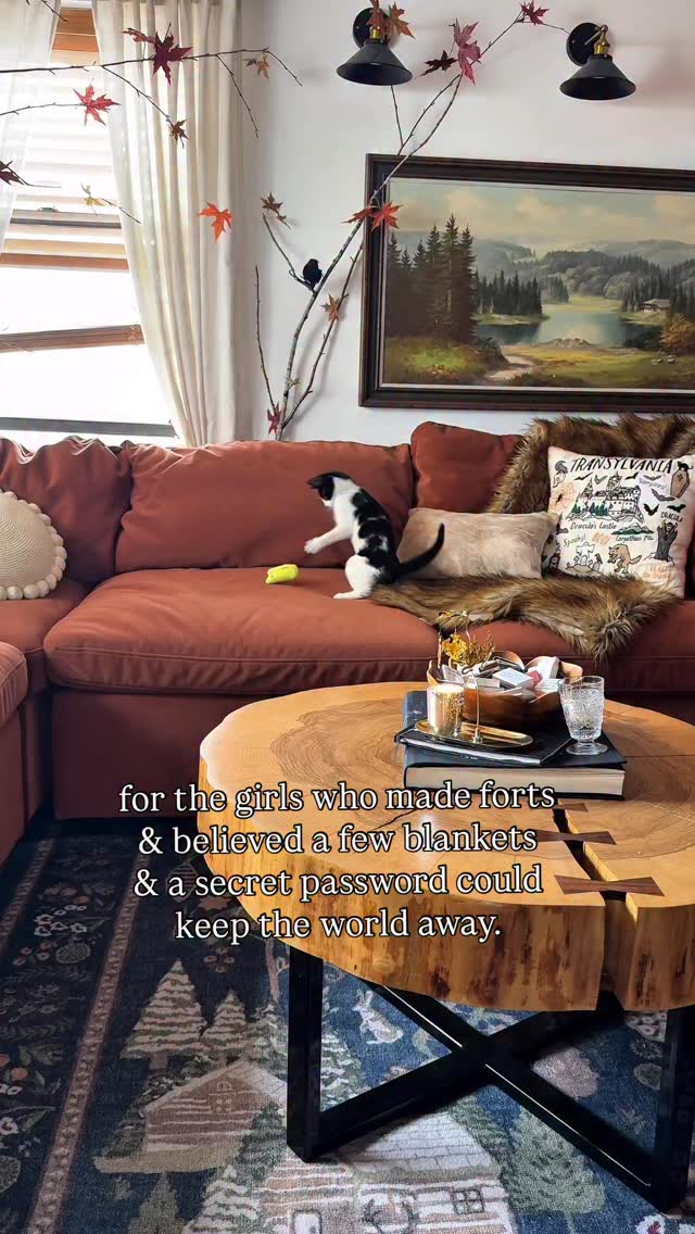 Instagram post by @onecrafdiygirl for Albany Park. Caption reads: Who hung blankets from chairs, lit flashlights,....