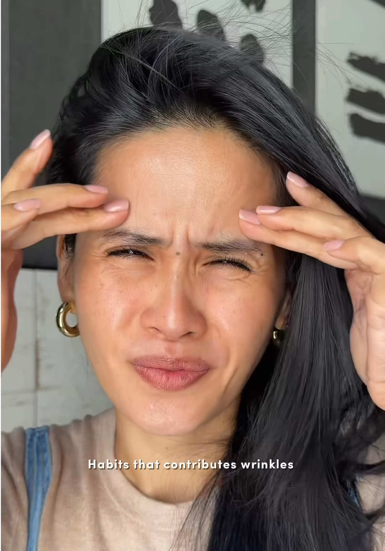 TikTok post by @iamkendralicious for Abib US Store. Caption reads: Habits that contribute with wrinkles! STOP IT! Use....