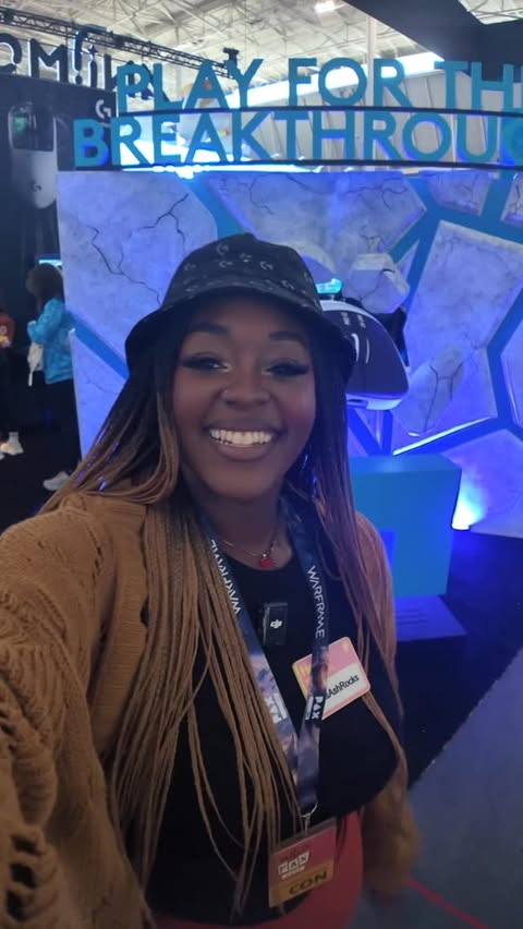 Instagram post by @msashrocks for Logitech G. Caption reads: The @logitechg booth is insane 🦋🤍🤩 Go check out....
