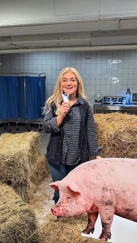Instagram post by @harrietcowan_x for CeraVe. Caption reads: AD Bringing the farm to the @ceraveuki set 🐄....