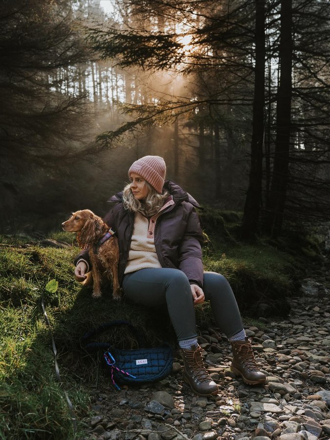 Instagram post by @luna_fluffgood_spaniel for ACAI Outdoorwear. Caption reads: Ladies and gentlemen, I give you ‘her’ 💁‍♀️ My....