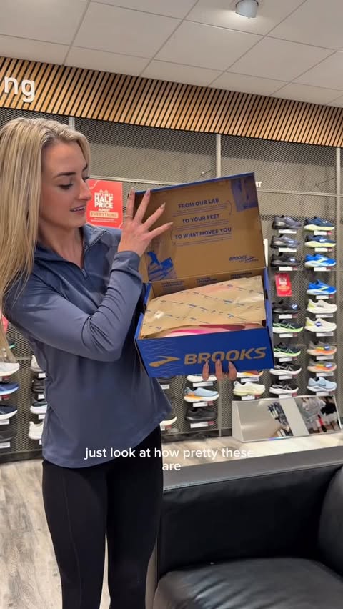Instagram post by @nathalielennon_ for Brooks Running. Caption reads: New shoe motivation ✨ >>> 

Picked up the new....