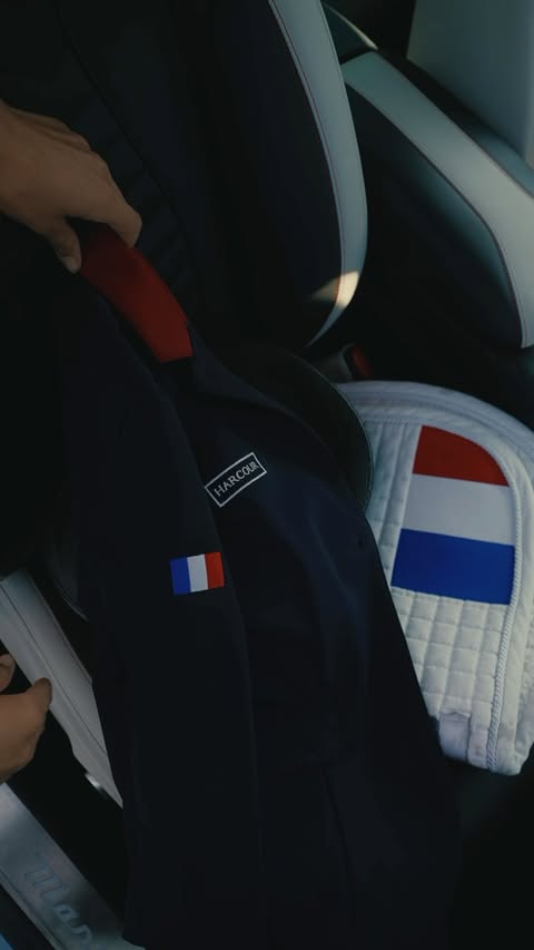 Instagram post by @ninamallevaey for Maserati. Caption reads: [...] Equestrian Games with Team France 🇫🇷....