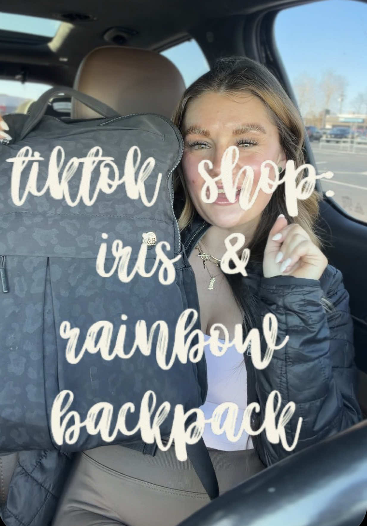 TikTok post by @blairfry9 for Iris And Rainbow. Caption reads: The backpack that can do it all! 🎒 grab it on....