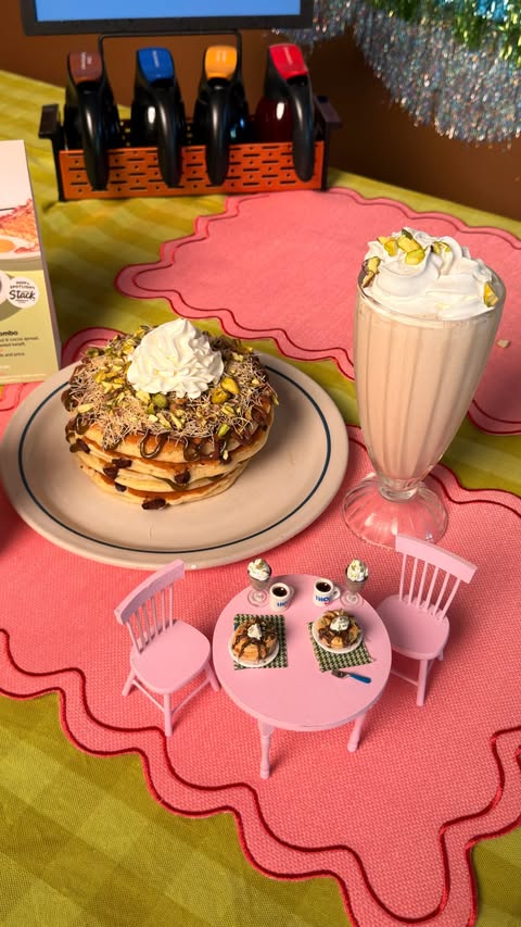 Instagram post by @chelseazeferina for IHOP. Caption reads: Dubai Chocolate is back at @ihop from June....