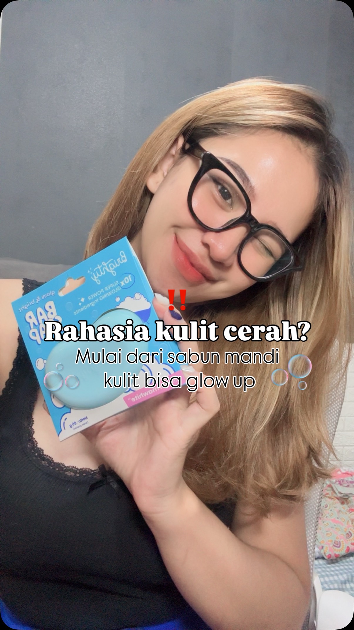 Instagram post by @rietaaa for Brighty Indonesia. Caption reads: Dulu suka insecure karena kulit kusam & belang....