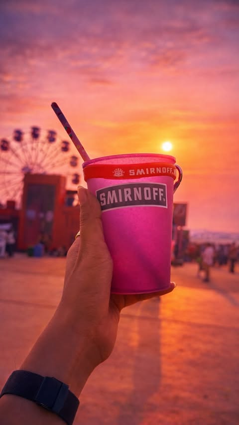 Instagram post by @kesarsharmaaa for Smirnoff. Caption reads: [...] and little flavour surprises from....