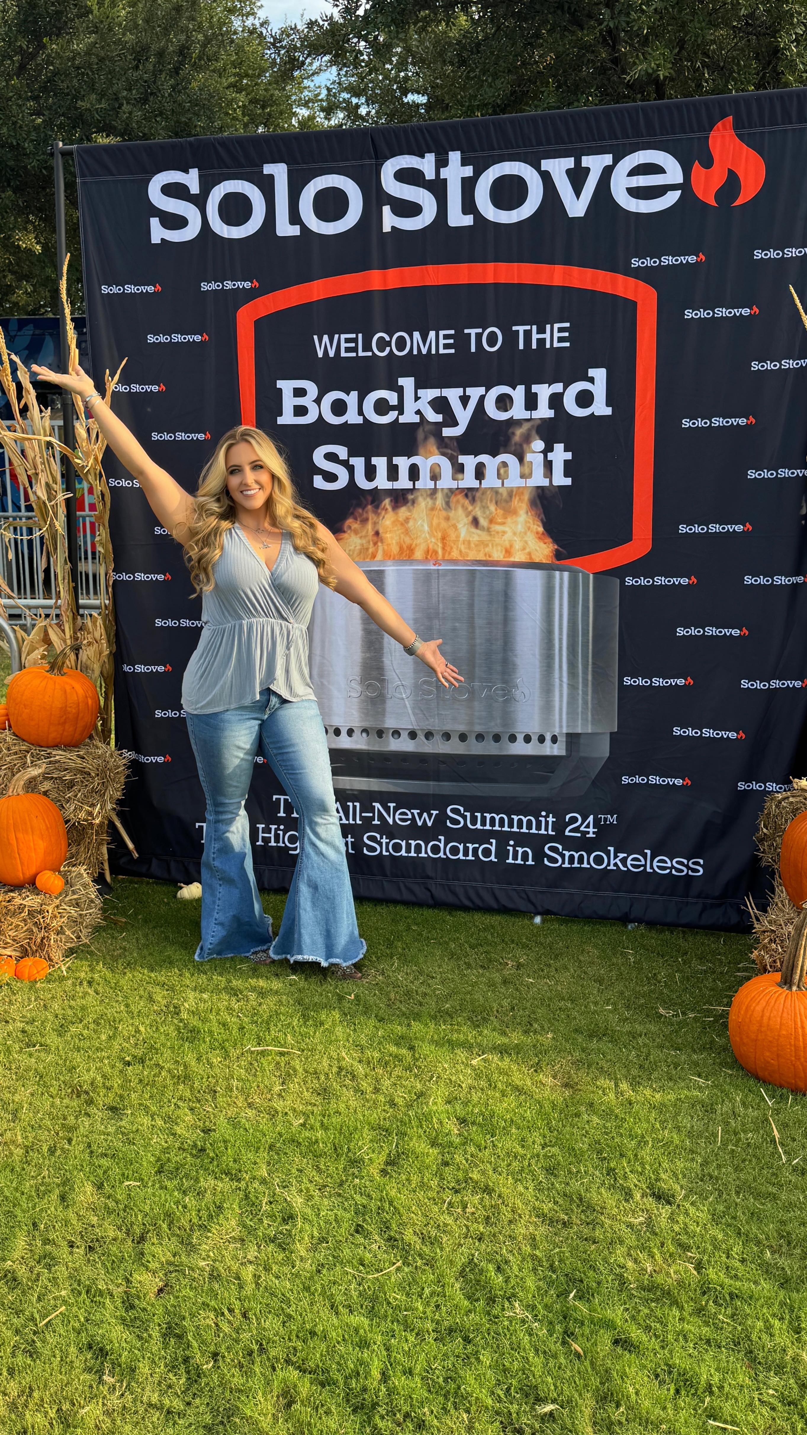 Instagram post by @girlgonegrilling for solostove. Caption reads: Drove up to Dallas to see the Cowboys take on the....