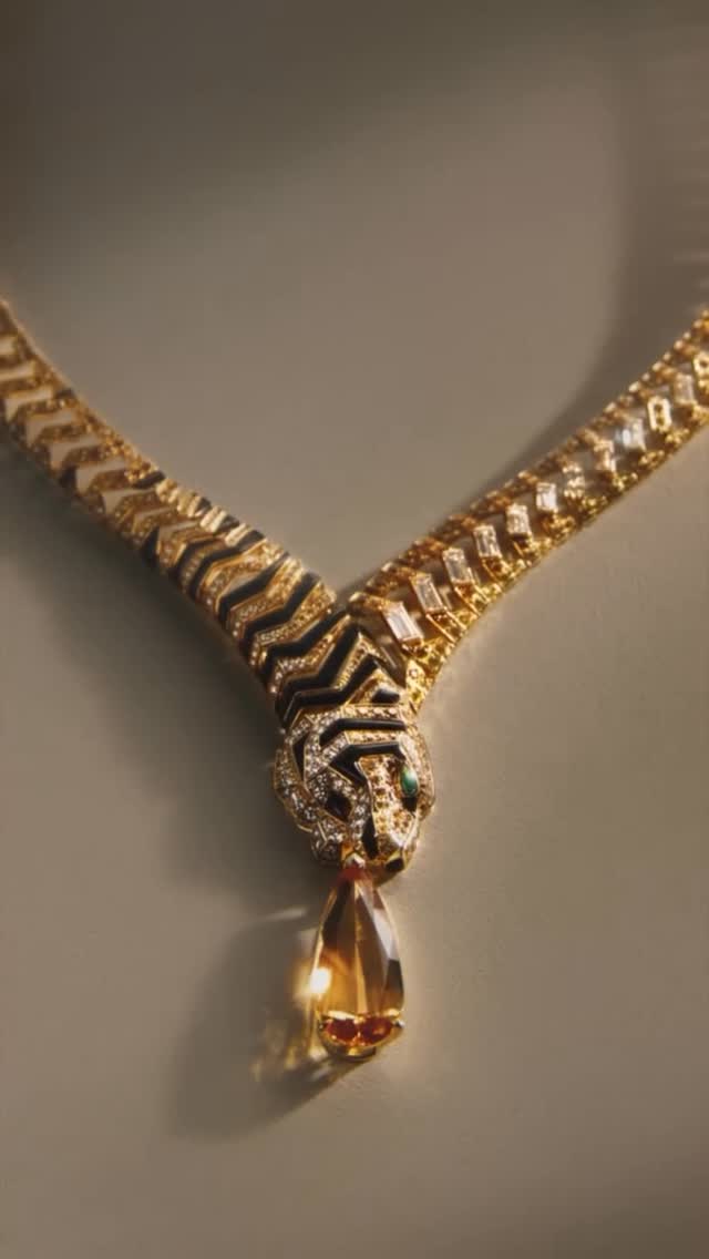 Instagram post by @haremsjewel for Cartier. Caption reads: Between naturalism and stylisation, a tiger forms....