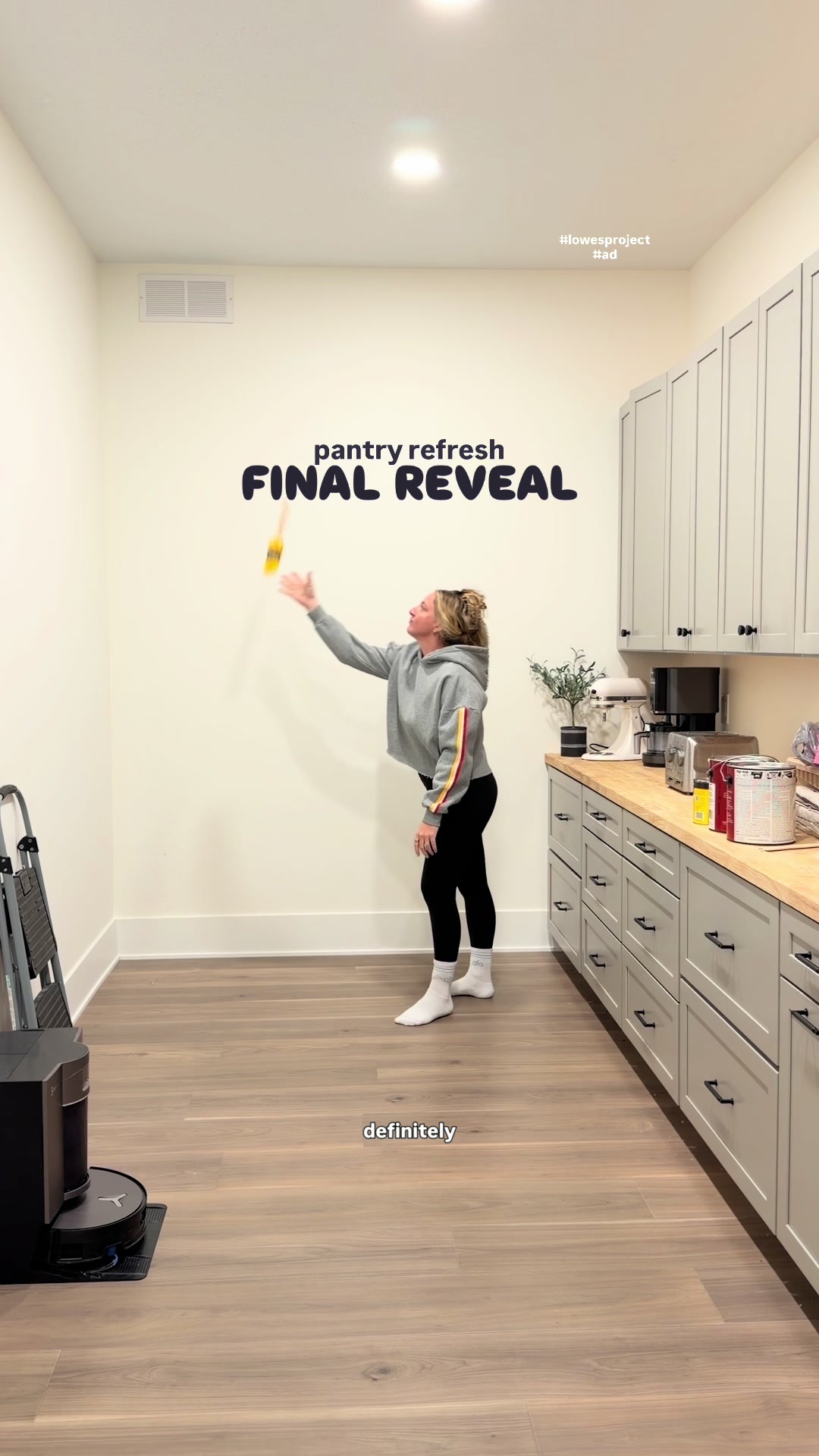 TikTok post by @christinelizabethhome for Lowe's. Caption reads: #lowespartner SHES DONE ✨🎨🖤 follow [...].