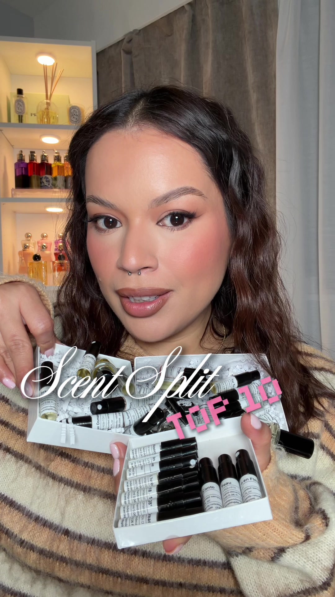 TikTok post by @karlacruzbeauty for Scentsplit. Caption reads: My nose has been blessed with some gorgeous scents....