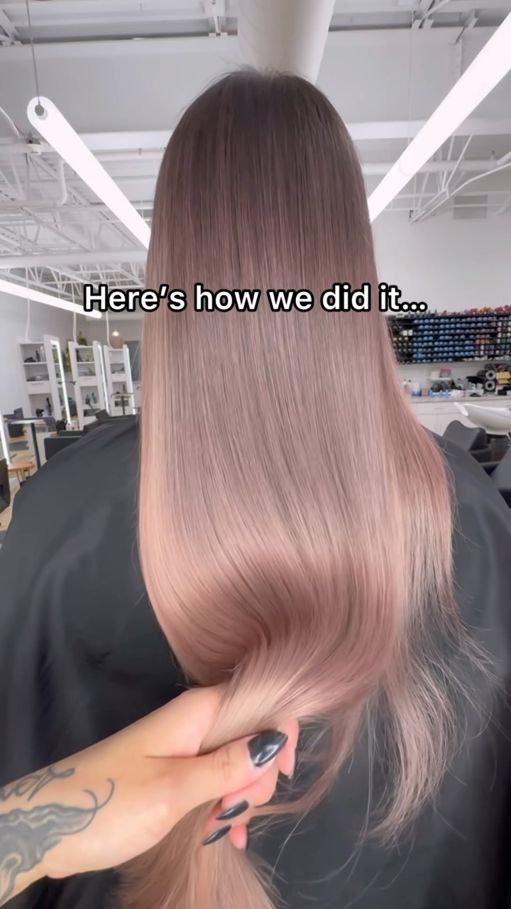 Instagram post by @emchenhair for MODERN SALON. Caption reads: Here it is - the FULL PROCESS 🩷 

1️⃣ we did a....