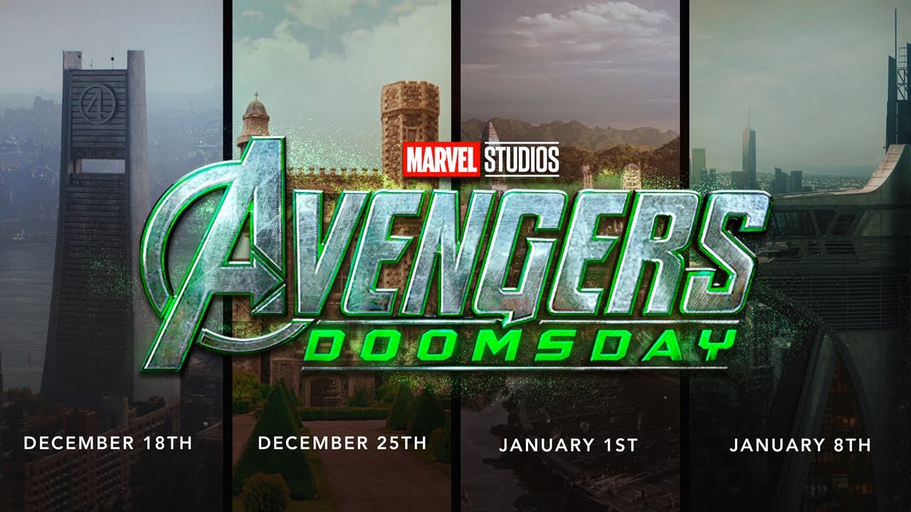 YouTube post by @TheCanadianLad for Displate. Caption reads: Avengers: Doomsday Will Release 4 Trailers in 4....