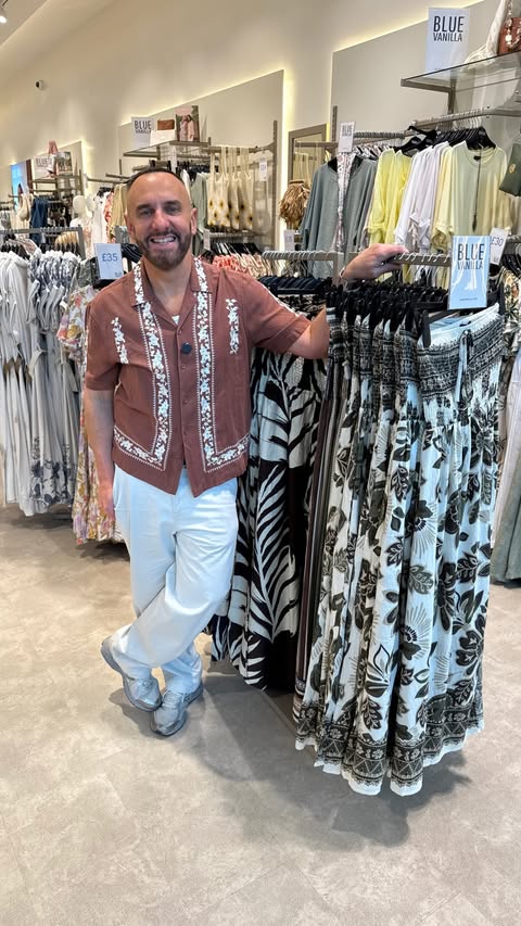 Instagram post by @markheyesstylist for Blue Vanilla. Caption reads: I took a visit to the @bluevanillaofficial store....