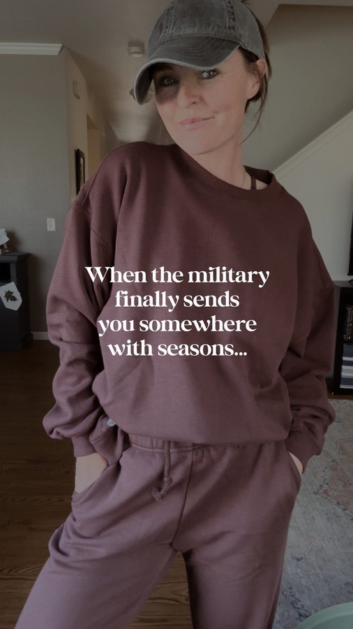 Instagram post by @ajoyfulmilspouse for Senita Athletics. Caption reads: Is it fall where you live yet?! 🍂🍁 #ad Drop an....