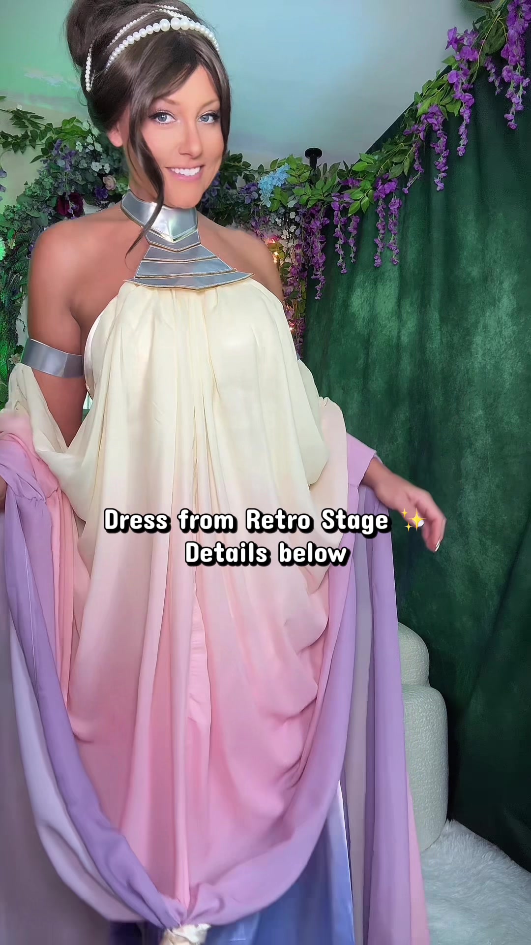 TikTok post by @jordanamanda23 for Retro Stage. Caption reads: [...] this beautiful dress from @RETRO STAGE SHOP....
