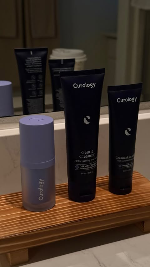 Instagram post by @wowval_ for Curology. Caption reads: #curologypartner This is my natural face base....