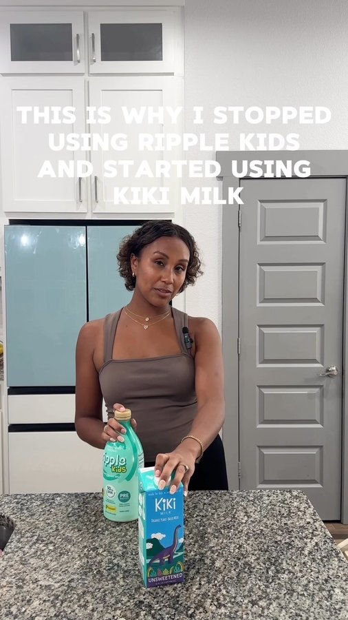 Instagram post by @alexiskristiana for Kiki Milk. Caption reads: Finding the right milk for my kids felt like a....