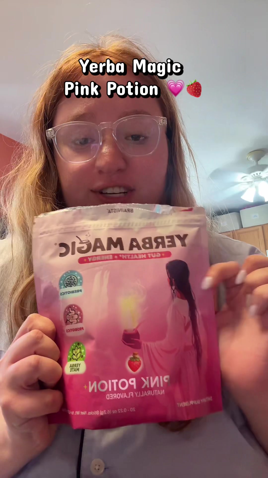 TikTok post by @haileyonthego_ for Yerba Magic. Caption reads: [...] @Brainista 🍓🥤 #fyp #yerbamate #yerbamagic....