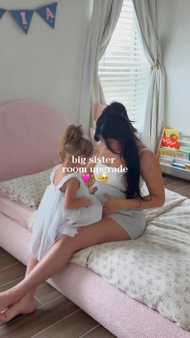 Instagram post by @sylvanagabriela for Softframe Designs. Caption reads: [...] toddler’s big sister room upgrade🤍SoftFrame....