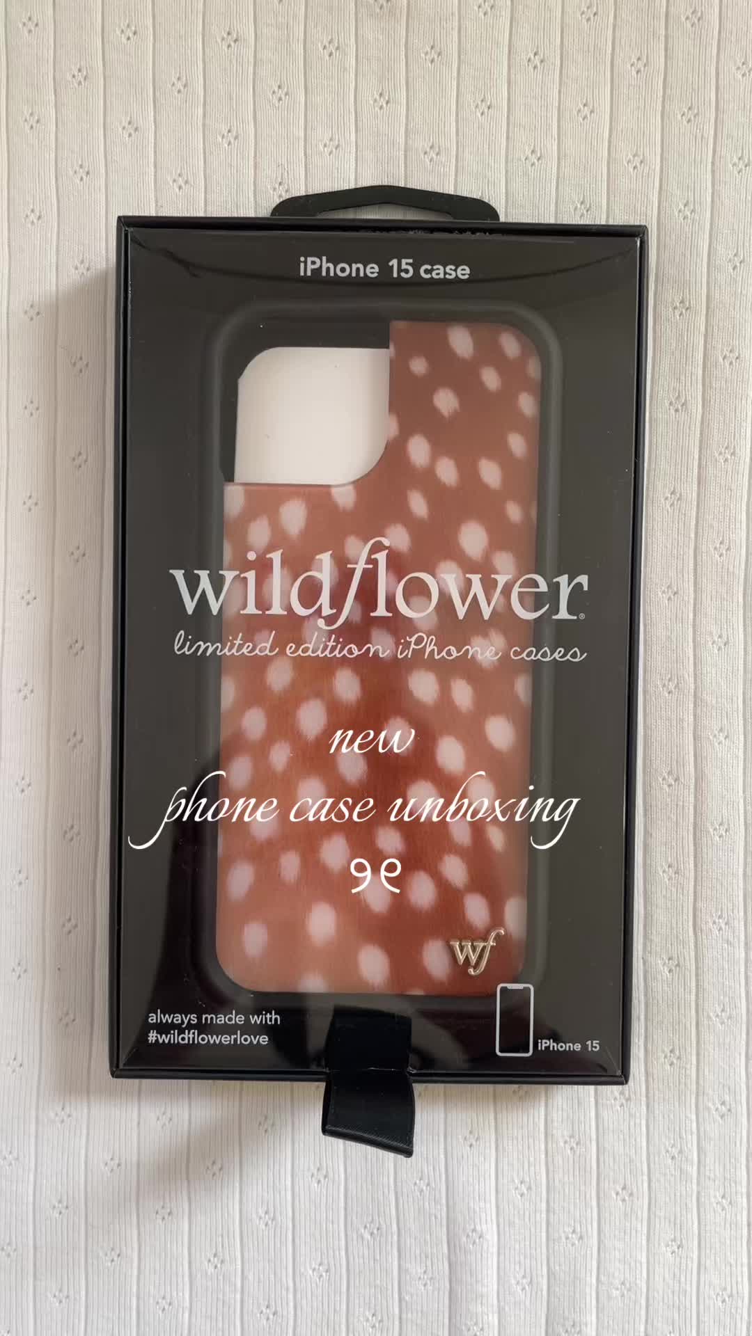 TikTok post by @ribonnedheart for Wildflower Cases. Caption reads: the fawn iphone case from @Wildflower Cases is....