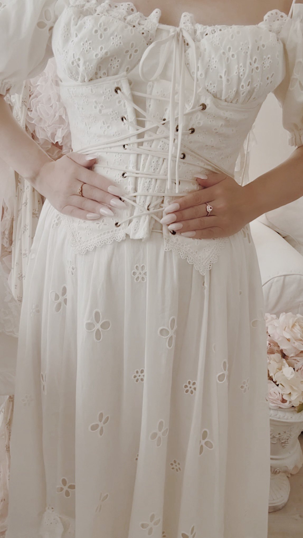 Instagram post by @lavaniagomez for LaceMade. Caption reads: [...] the most Beautiful Dress @lacemadeofficial....
