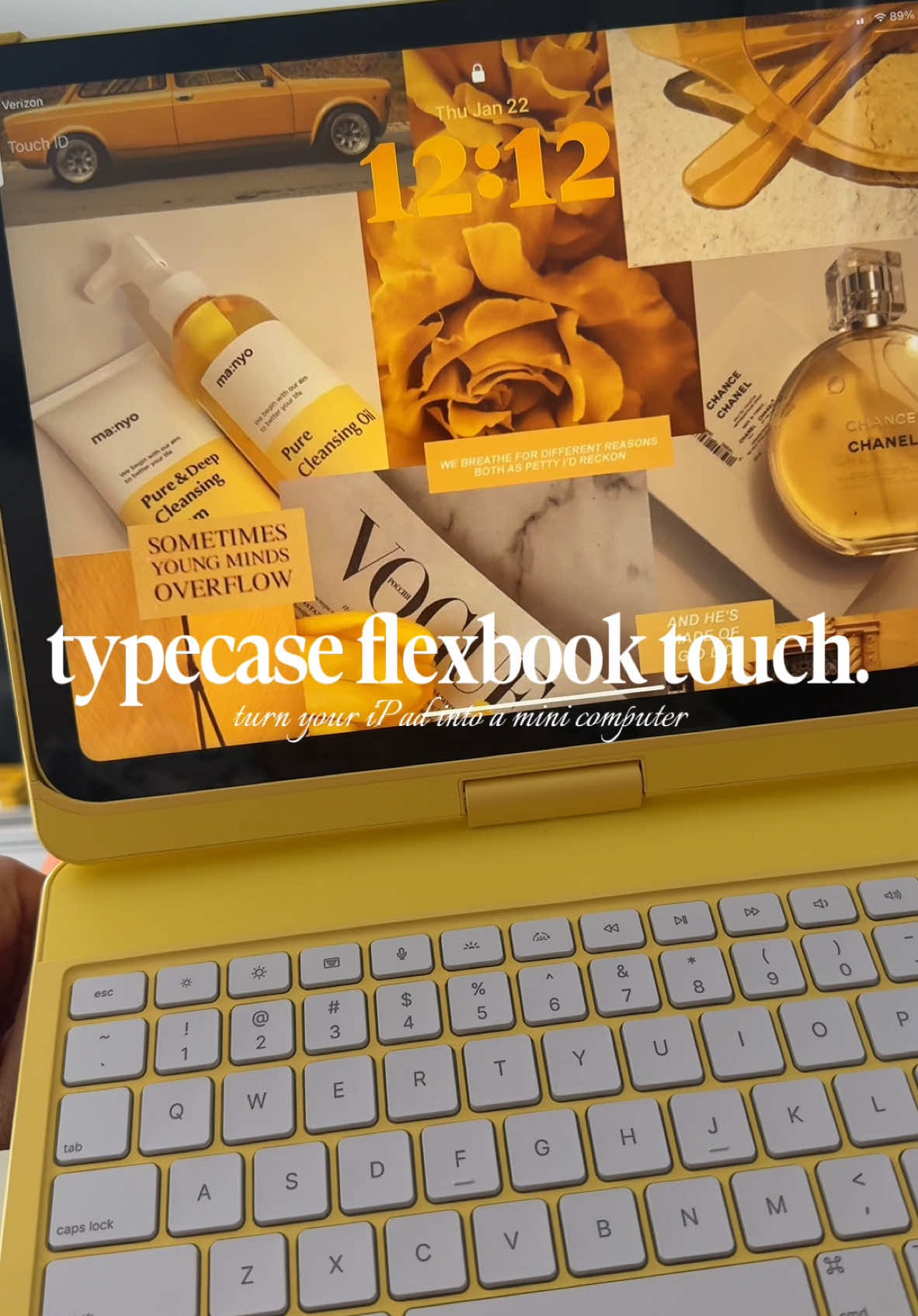 TikTok post by @inalahk for Typecase. Caption reads: [...] your iPad and works immediately 💛💛....