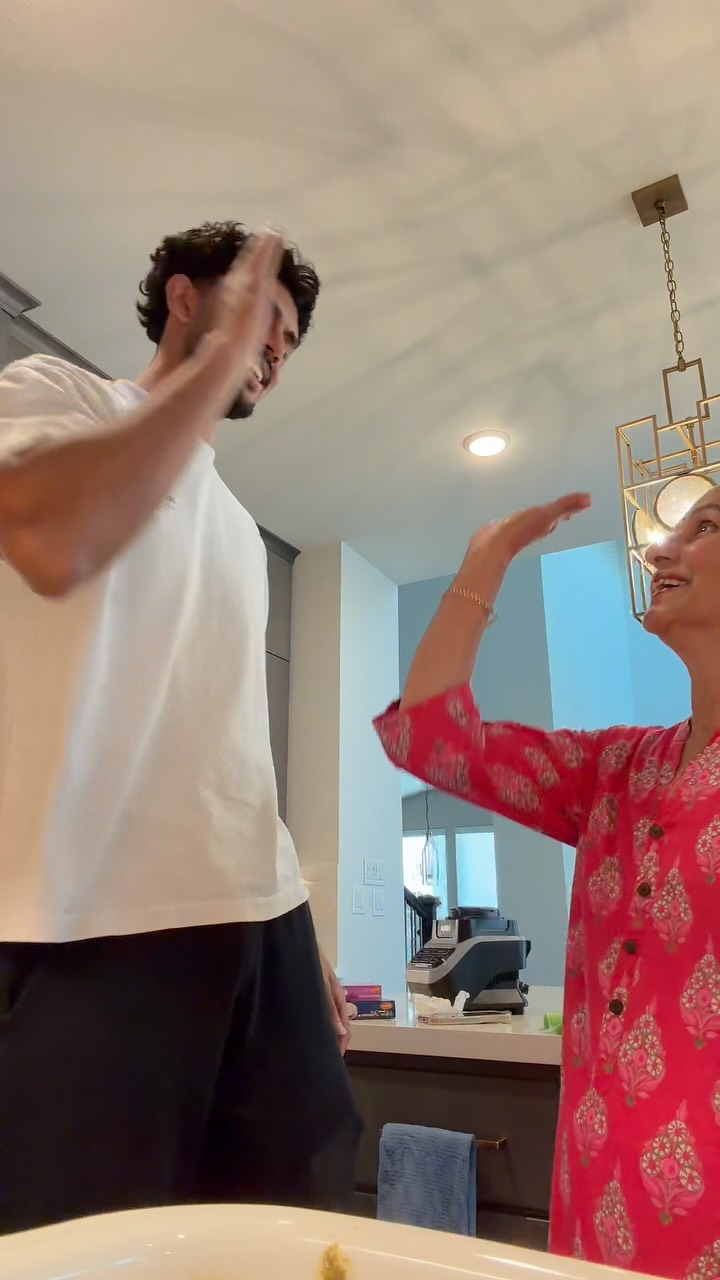 Instagram post by @6foot9guju for Shan Foods. Caption reads: Nani teaches me how to cook with @shanfoodsglobal....