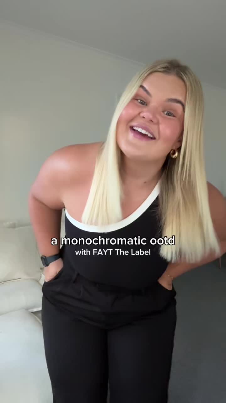 TikTok post by @ailishsilvester for FAYT The Label. Caption reads: A monochromatic Friday fit with @faytlabel 🤍 The....